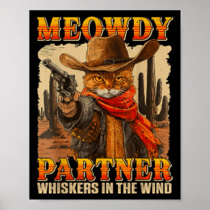 Poster Drôle Mowdy Partenaire Whiskers Dans Le Wind Cat C