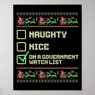 Poster Drôle Naughty Nice Sur La Liste De Surveillance Du