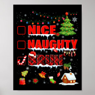Poster Drôle Nice Naughty Bruh Noël Pjs Pjs Pjs Pyjama