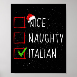 Poster Drôle Nice Naughty Italien mignon Pajama de Noël