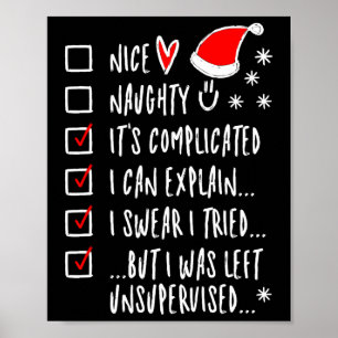 Poster Drôle Noël Nice Naughty Liste Je Peux Expliquer -