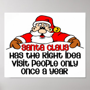 Poster Drôle Noël Père Noël Visite Bah Humbug