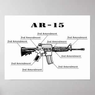 Poster drôle noir et blanc AR-15