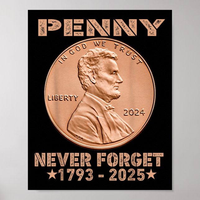 Poster Drôle N'Oubliez Jamais Penny Coin 1 Cent Retro 202 (Devant)