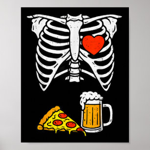 Poster Drôle Papa Skeleton Beer Zza Halloween Costume Men