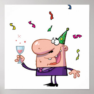 Poster Drôle Party Animal Cartoon Man