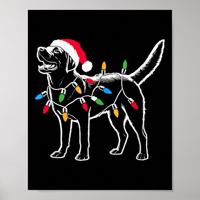 Poster Drôle Père Noël Labrador Retriever Les lumières de (Devant)