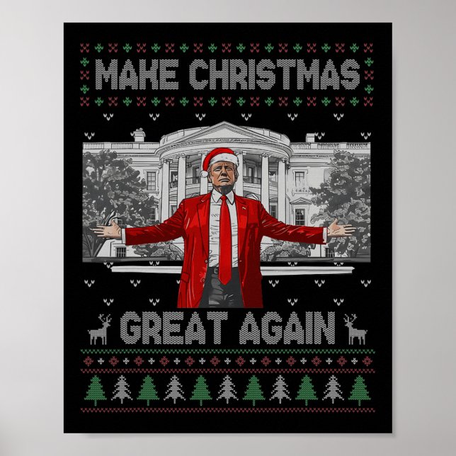 Poster Drôle Père Noël Trump Rendre sa grandeur à Noël (Devant)