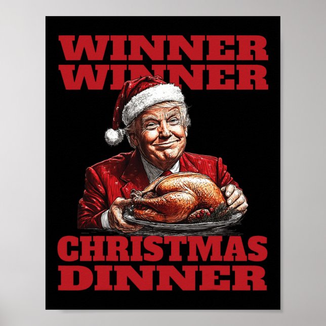 Poster Drôle Père Noël Trump vainqueur du dîner de Noël X (Devant)