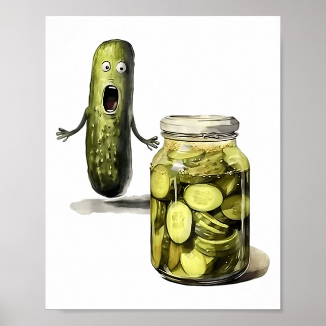 Poster Drôle Pickle Surprend Un Concombre Et Un Bocal De  (Devant)