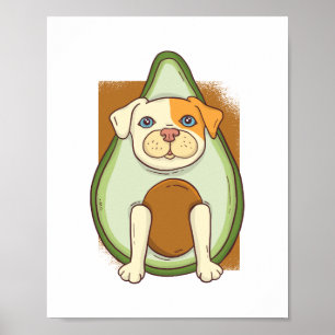 Poster Drôle PITBULL AVOCADO Cartoon Enfants Ados Adultes