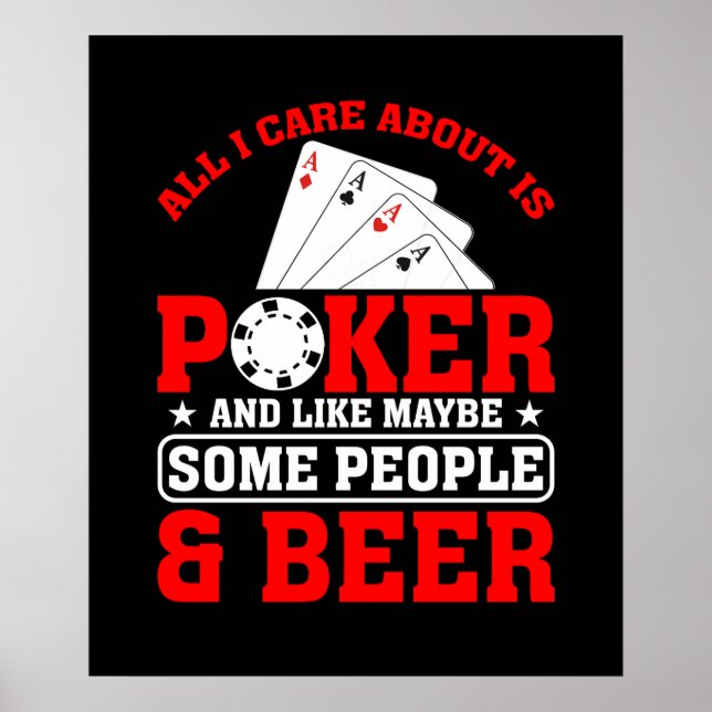 Poster Drôle poker gens bière mot art (Devant)