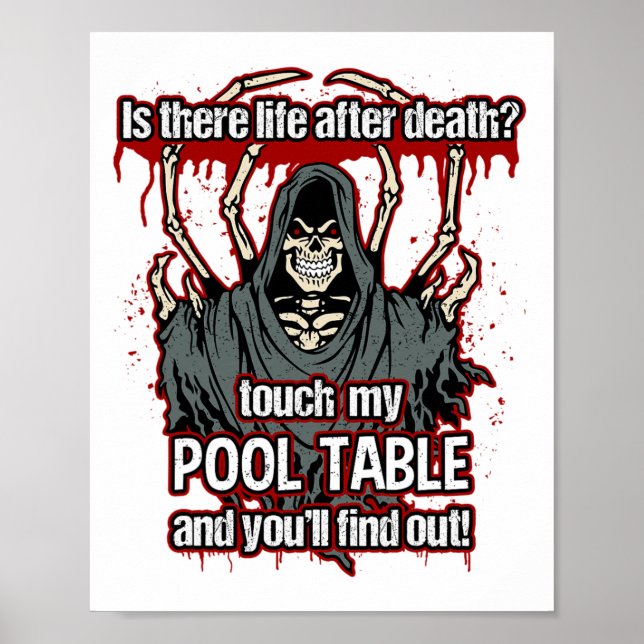 Poster Drôle Pool Player Grim Reaper (Devant)