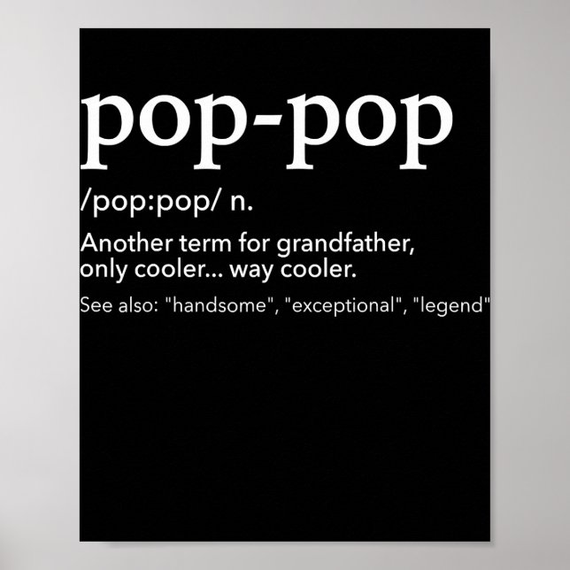 Poster Drôle pop pop pour grand-père cool pour fête des p (Devant)