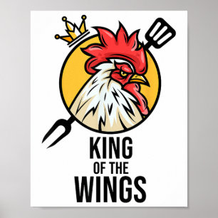 Poster Drôle poulet Roi ailes Fans Bbq Drumstick Don F