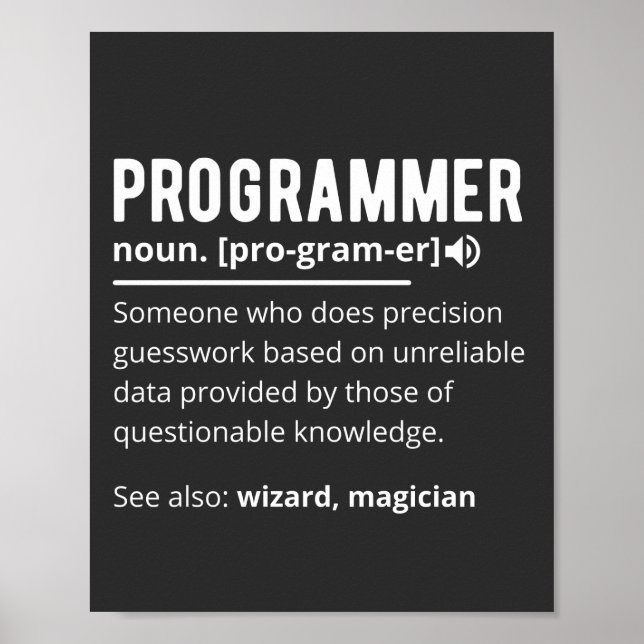 Poster Drôle Programmer Code Développeur Définition (Devant)