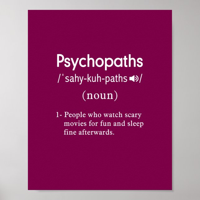Poster drôle psychopathes définition vin (Devant)