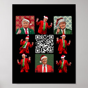 Poster Drôle Qr Président Trump Noël Danse Danse M