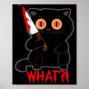 Poster Drôle Que_ Y Chat De Halloween Noir Poignarde Des