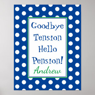 Poster Drôle Retraite Bonjour Pension Blue