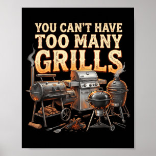 Poster Drôle Rétro On Ne Peut Pas Avoir Trop De Grils BBQ