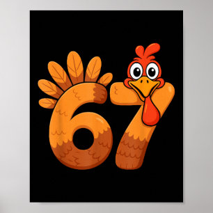 Poster Drôle Rétro Six Sept 6 7 Mème Thanksgiving Dinde