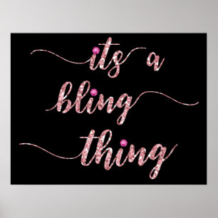 Poster Drôle Rose Girl Bling Dit