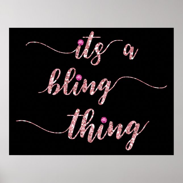Poster Drôle Rose Girl Bling Dit (Devant)