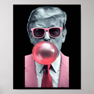 Poster Drôle Rose Trump Bubble Gum Yum Tee