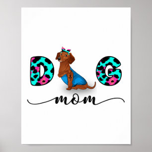 Poster Drôle Rouge Dachshund Tattoo Je t'aime Chien Maman