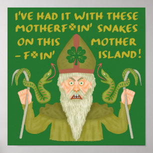 Poster Drôle Saint Patrick's Day Snakes Joke Green Irish
