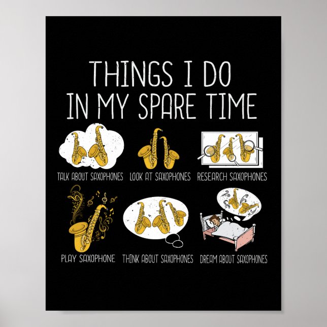 Poster Drôle Saxophone Lecteur Cadeaux Hommes Jazz Musiqu (Devant)