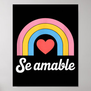 Poster Drôle se amical arc-en-ciel cœur disant minimalist