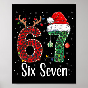 Poster Drôle Six Sept 6 7 Mème 67 Noël Léopard Xmas