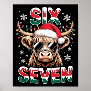 Poster Drôle Six Sept Vache des Highlands Noël 67 Cool Xm