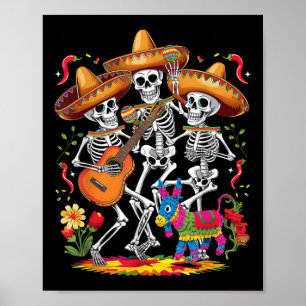 Poster Drôle Skeleton Cinco De Mayo Fiesta Festival Mexic