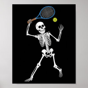 Poster Drôle Skeleton Jouer Tennis Amateurs Éffrayant Hal