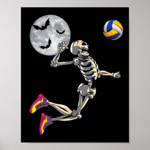 Poster Drôle Skeleton Jouer Volleyll Joyeux Halloween Da