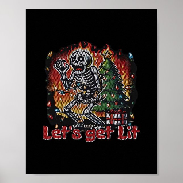 Poster Drôle Skeleton Noël Faisons Lit Classic (Devant)