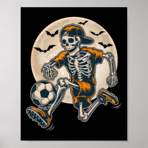 Poster Drôle Skeleton Soccer Hommes Garçons Enfants Hallo