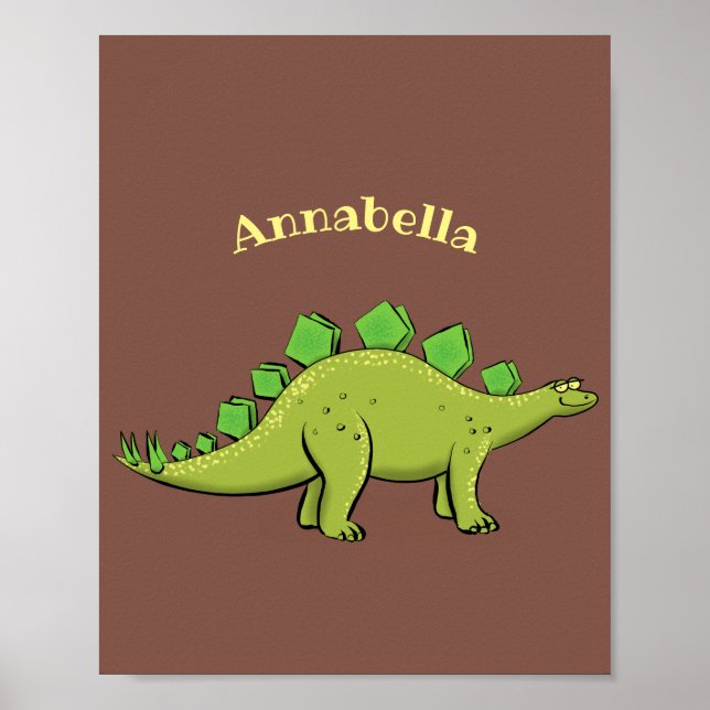 Poster Drôle stegosaurus dinosaure dessin animé (Devant)