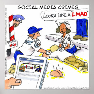 Poster drôle sur les crimes sur les médias sociaux
