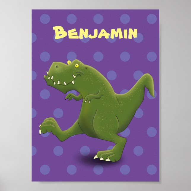 Poster Drôle t rex dessin animé de dinosaure (Devant)