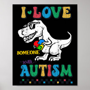 Poster Drôle T.rex Dino Dinosaur J'Aime Quelqu'Un Avec Au