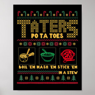 Poster Drôle Taters de Noël Pommes de terre Noël laid