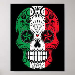 Poster Drôle tête crâne mexicaine Cinco De Mayo