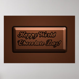 Poster Drôle Texte de barre Happy World Chocolate Day