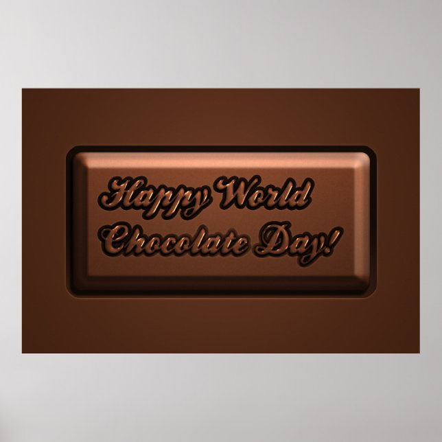 Poster Drôle Texte de barre Happy World Chocolate Day (Devant)