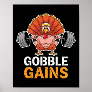 Poster Drôle Thanksgiving Turkey Gains Gym entraînement