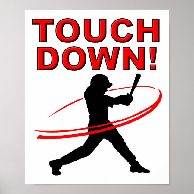 Poster drôle Touchdown Baseball (Devant)